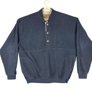 Clearwater Outfitters Mens L Navy Blue 1/4 Button Fleece Pullover Warm Casual